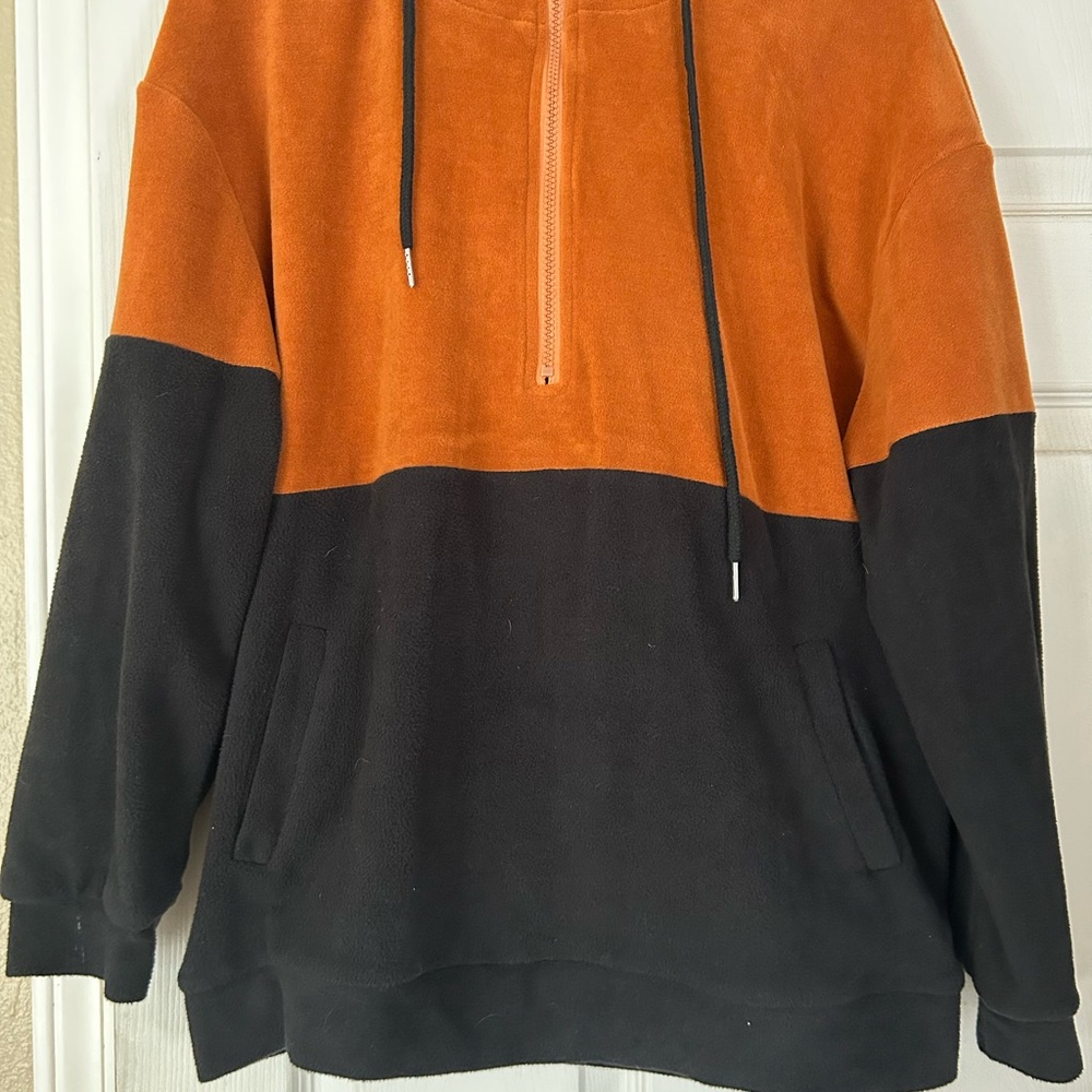 Orange and Black Colorblock Sweatshirt